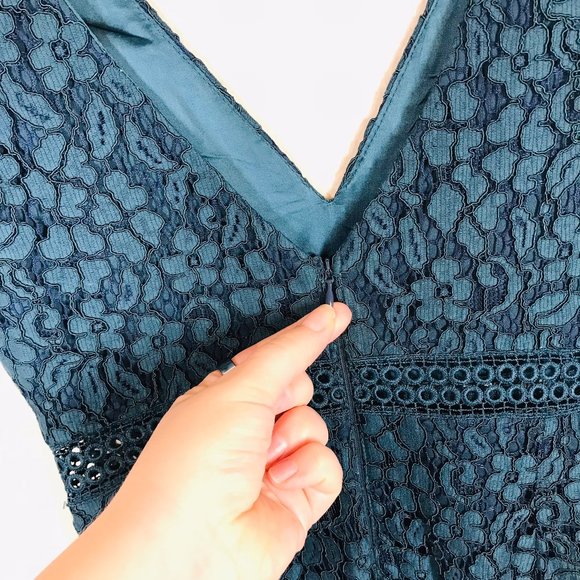 Bardot Blue Midi Length Cocktail Lace Dress - Picture 5 of 15